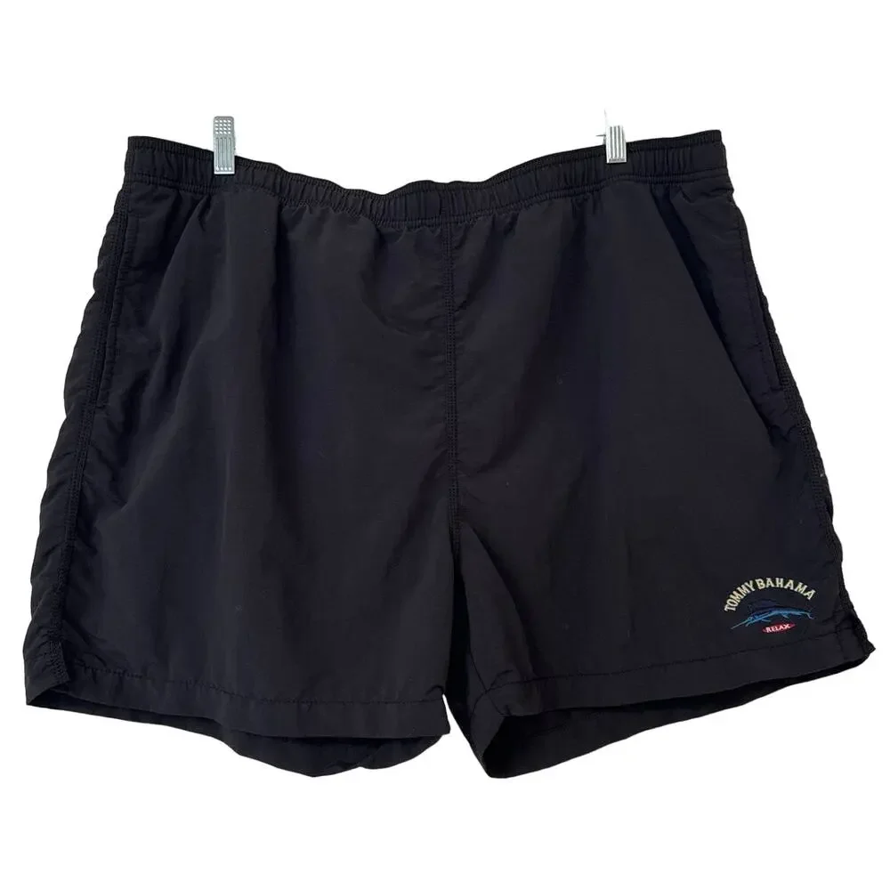 Tommy Bahama Relax XXL/TTG Black Swim Shorts Mesh Lining Elastic Draw String